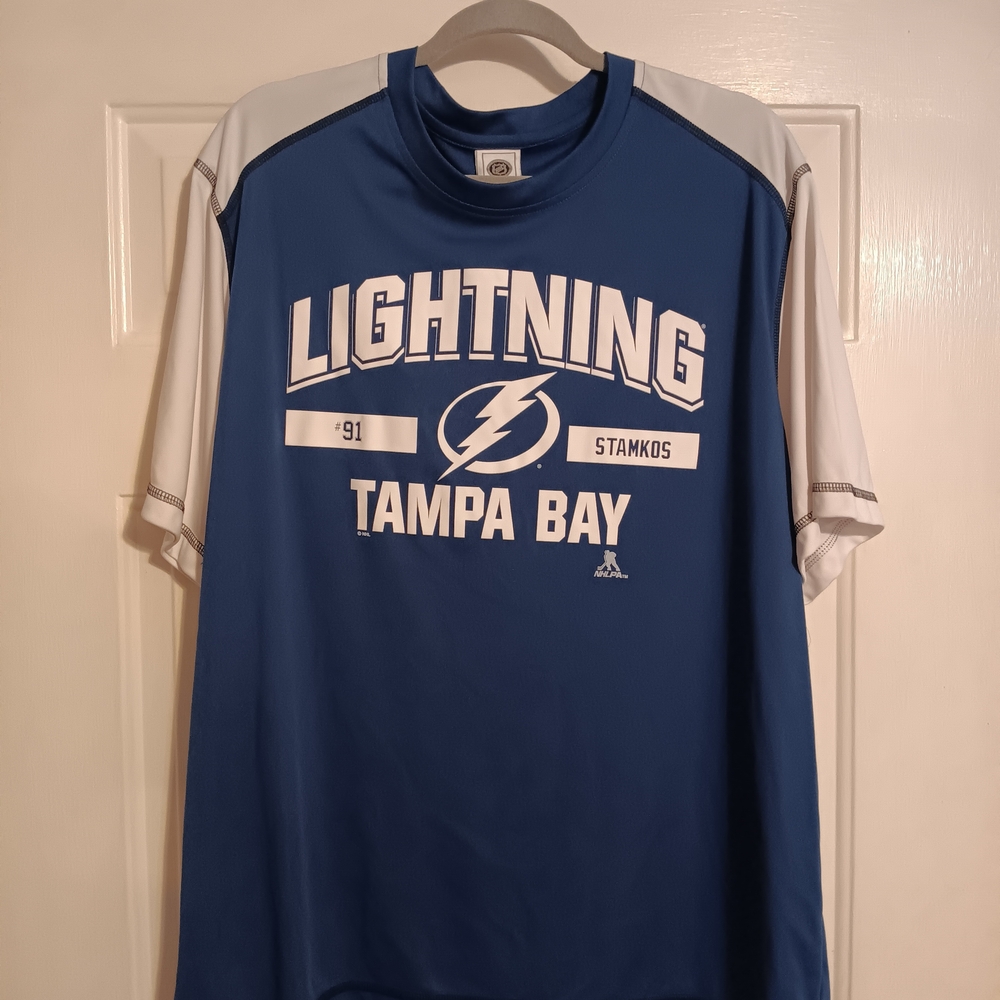 NHL Lightning Blue and White Men's Shirt